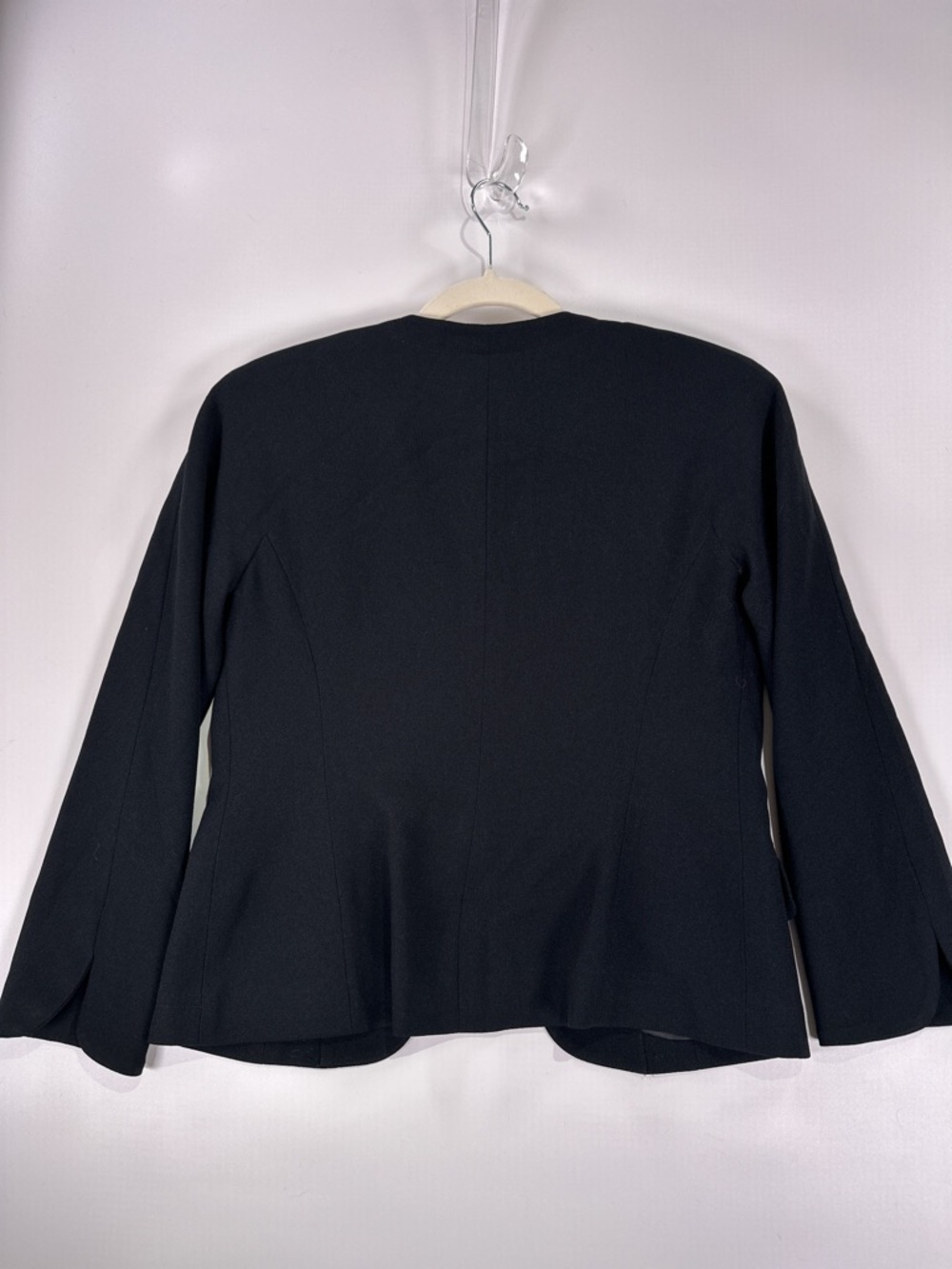Christian Dior Vintage Collarless Open Front Crepe Blazer Black XXS - Picture 4 of 12